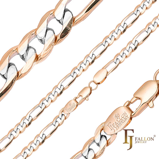 Classic Figaro link Rose Gold, two tone Chains