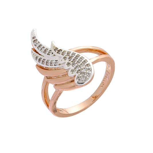 Angel wing embrace paved stones rings plated in Rose Gold colors