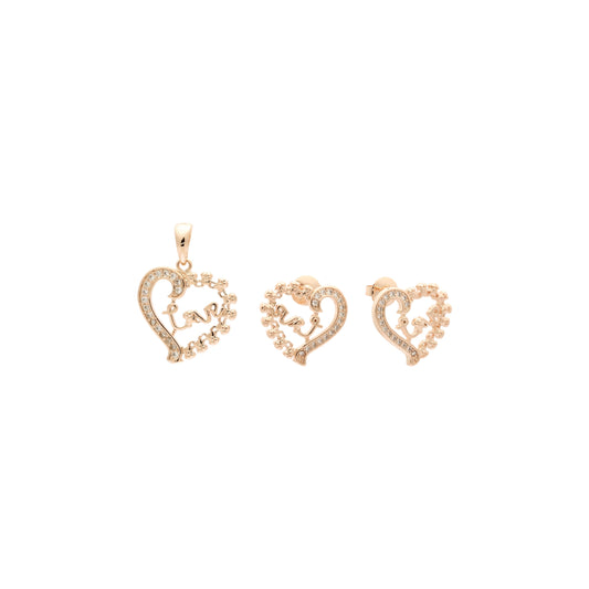 Heart and love set plated in 14K Gold, Rose Gold