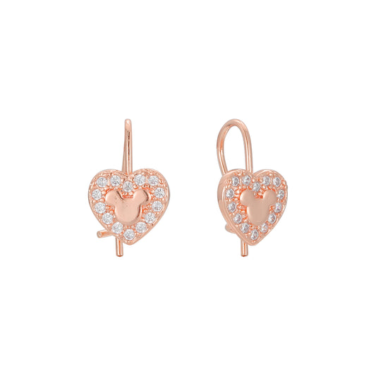 heart wire hook child earrings in 14K Gold, Rose Gold, two tone plating colors