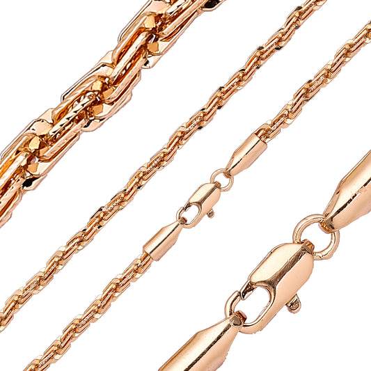 Compact diamond cut 14K Gold Rope chains