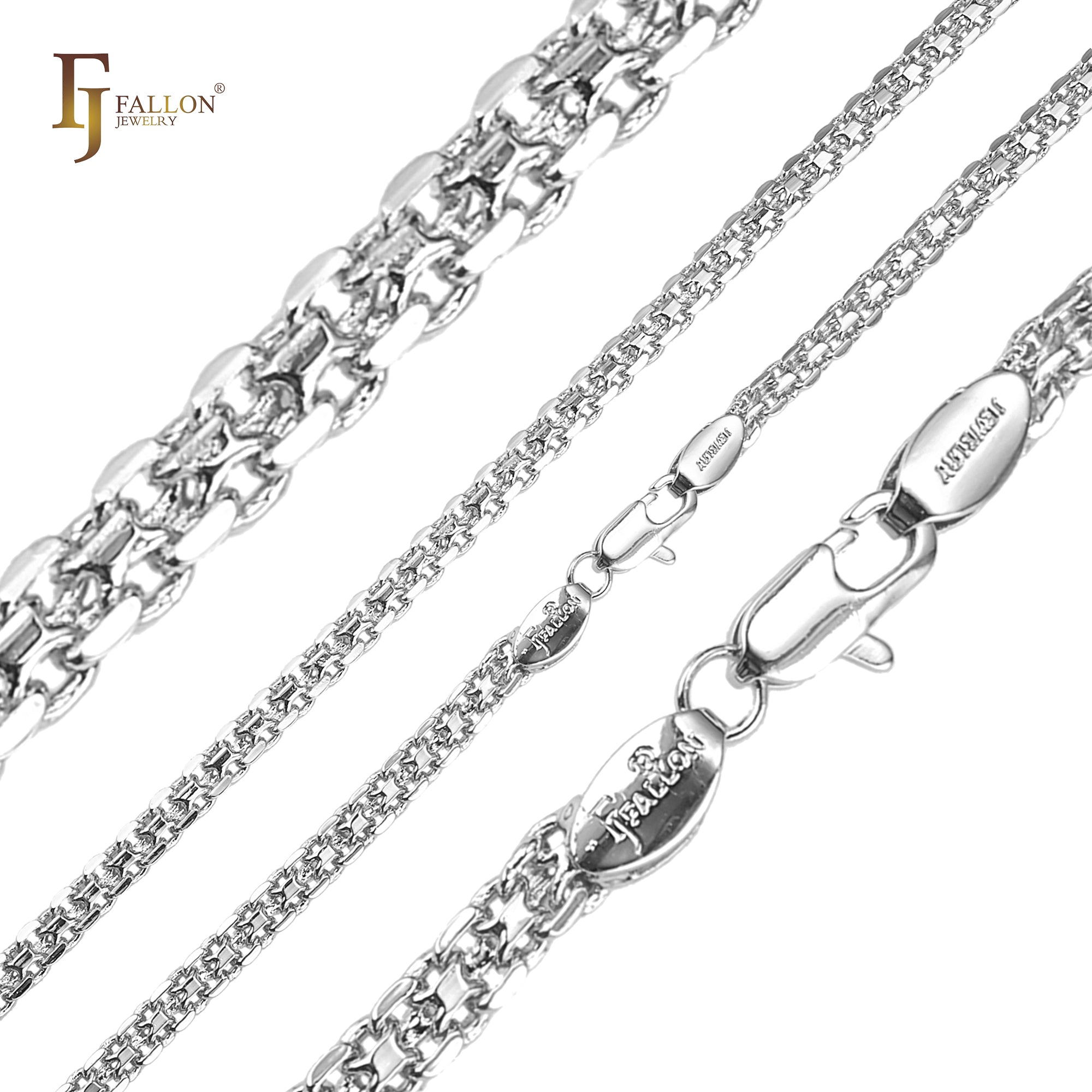 .Bismarck weaving anchor double link chains plated in White Gold
