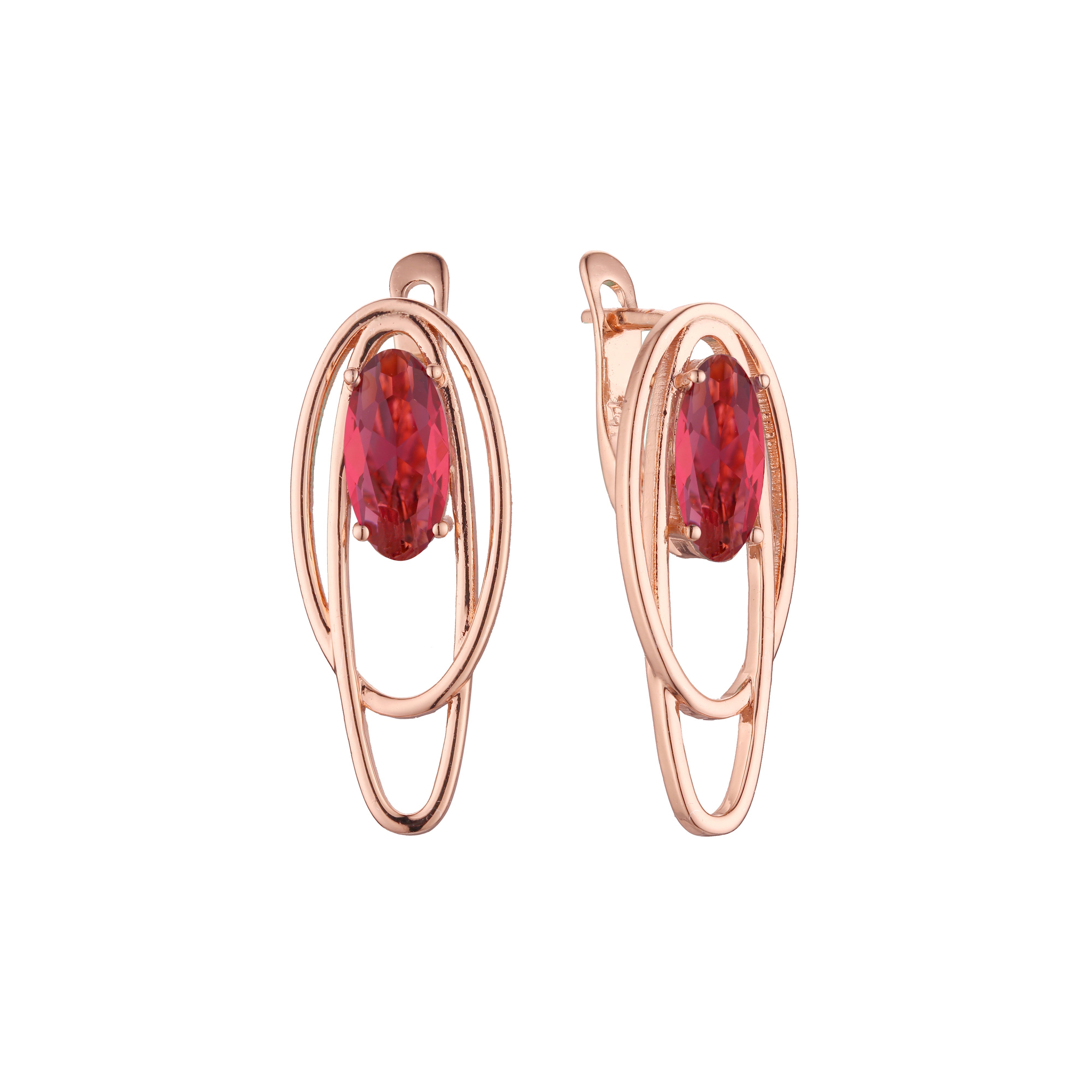.Solitaire earrings in Rose Gold, two tone plating colors