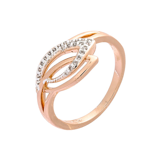 Simplicity paved white cz Rose Gold two tone rings
