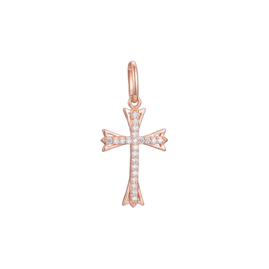 Latin Maltese Cross pendant in Rose Gold two tone, 14K Gold plating colors