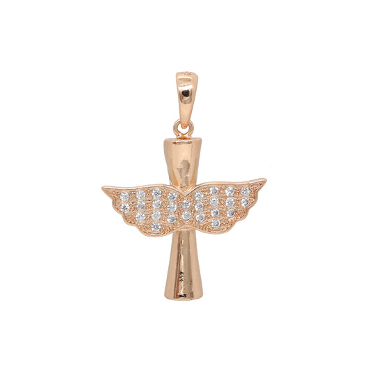 Angel wings cross Rose Gold pendant