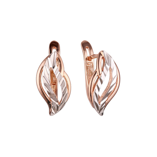 .Earrings in Rose Gold, two tone plating colors
