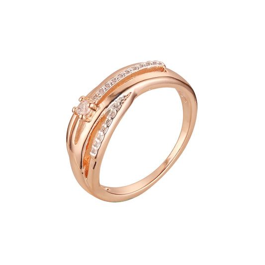 Solitaire rings in Rose Gold, two tone plating colors