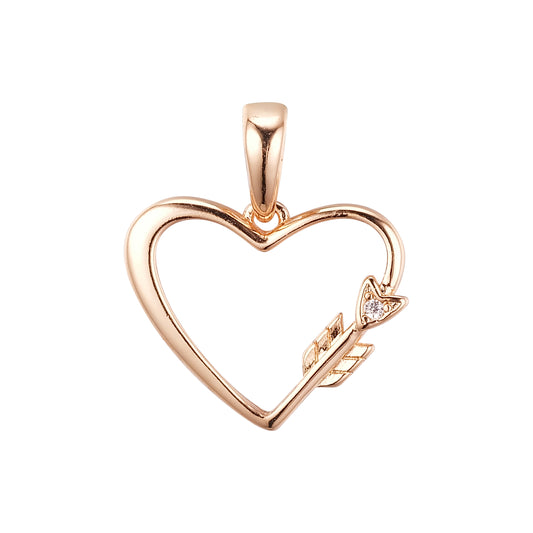Arrow crossing heart Rose Gold pendant