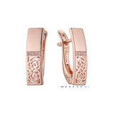 .Paved white CZ earrings in 14K Gold, Rose Gold plating colors