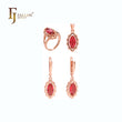 Maquise shape Red CZ Rings and Pendant Jewelry Set