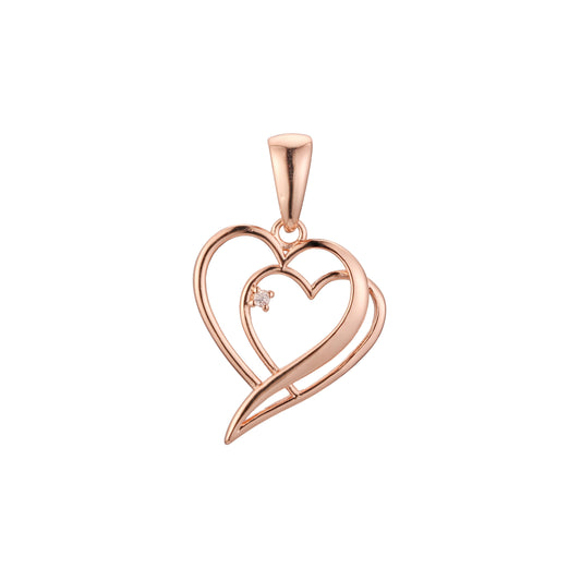 Solitaire double hearts in heart Rose Gold, 14K Gold, White Gold Pendant