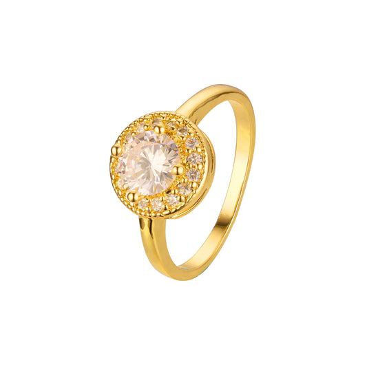 Chic colorful cubic zirconia 14K Gold halo rings