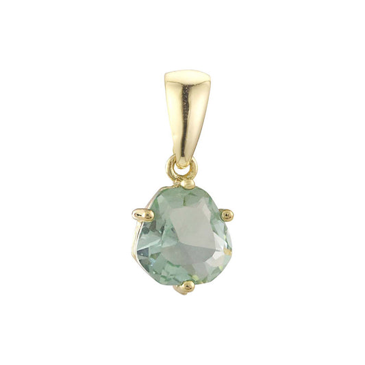 Solitaire Apple Green big stone CZ Pendant plated in Rose Gold, 14K Gold
