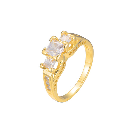 Three stone stackable rings in 18K Gold, 14K Gold, plating colors