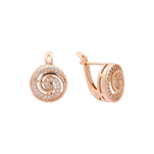 Vortex paved white cz Rose Gold earrings