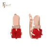 Square rounded paved white CZs CZ 14K Gold, Rose Gold earrings