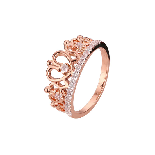 Luxurious crown rings in Rose Gold, 14K Gold two tone plating colors