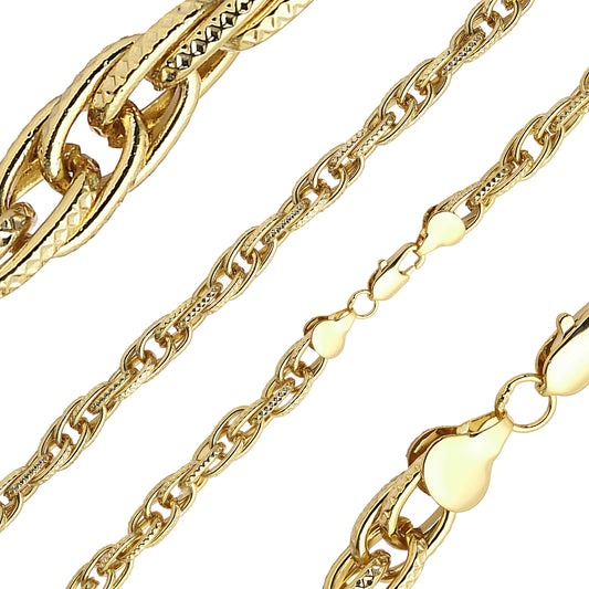 Rope hammered chains plated in 18K Gold, 14K Gold, Rose Gold