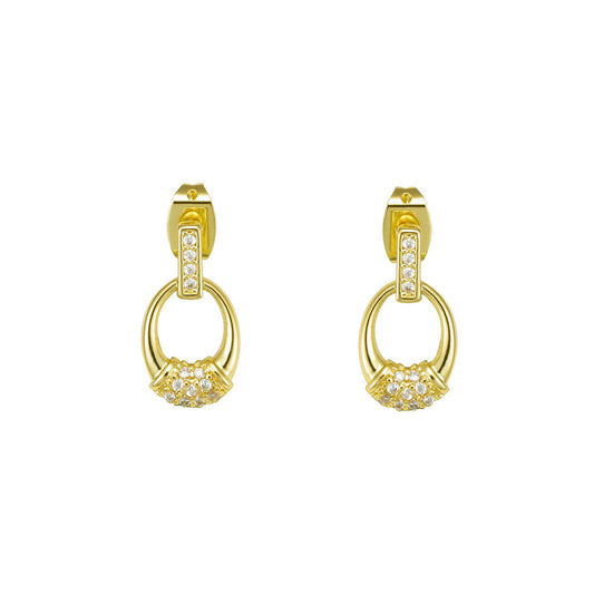 Drop lock stud earrings in 14K Gold, Rose Gold plating colors