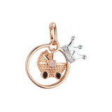 Cute baby car with a crown 14K Gold, Rose Gold Pendant