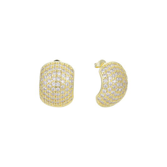 Cluster white Czs stud 14K Gold earrings