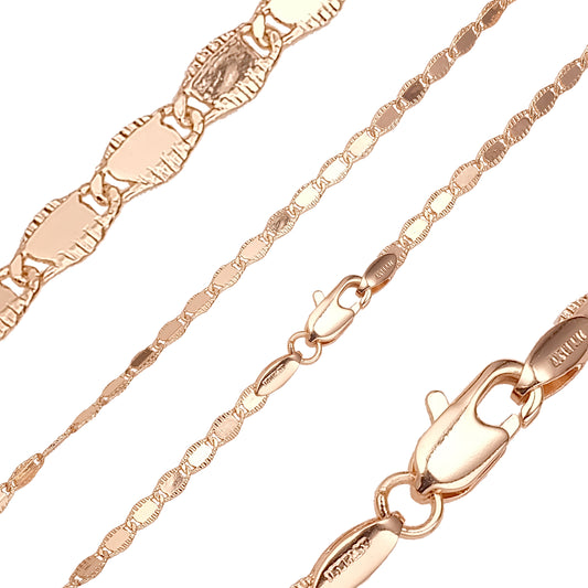 {Customize} Flat Mariner side hammered Rose Gold chains