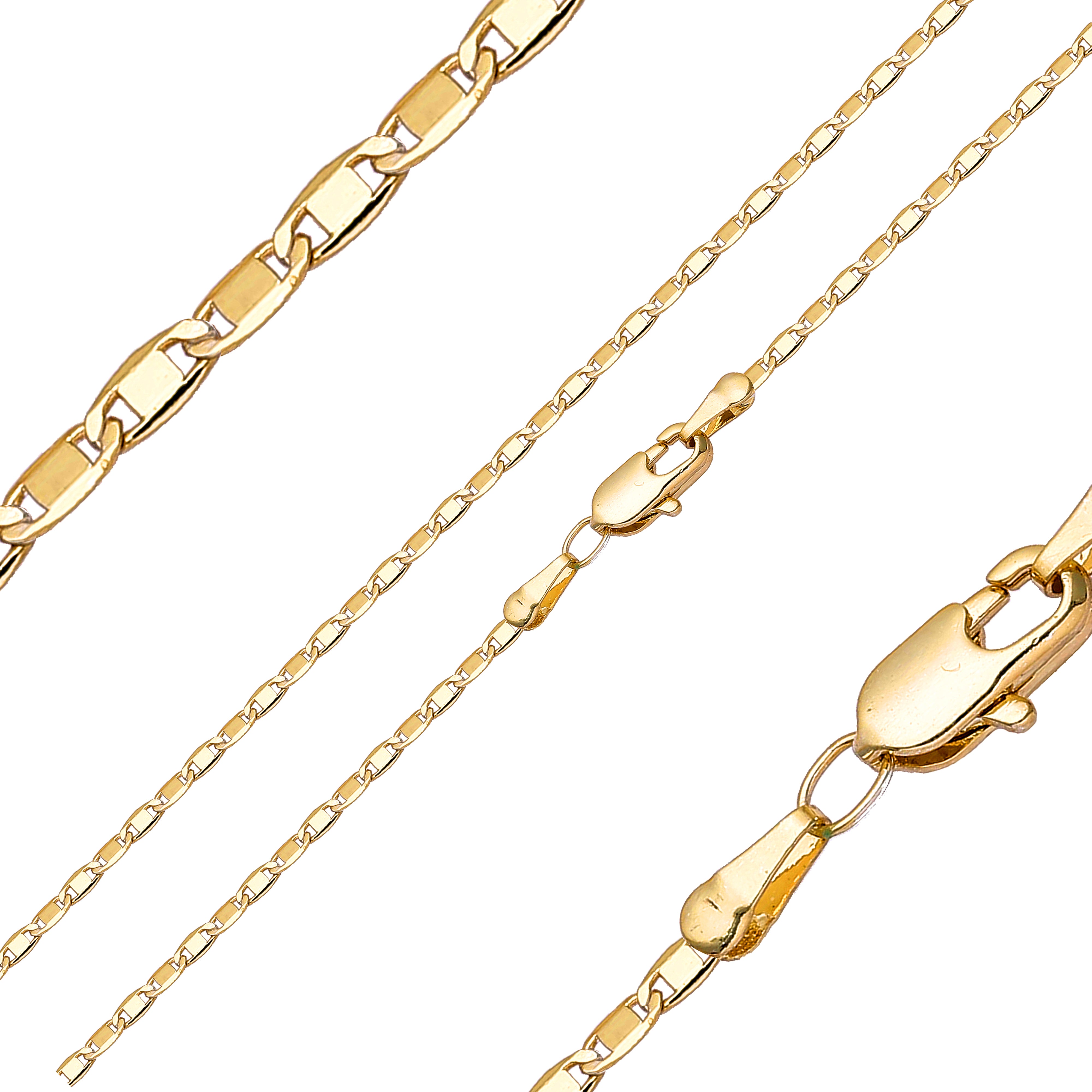 Classic Mariner link Chains plated in 14K Gold, two tone, three tone