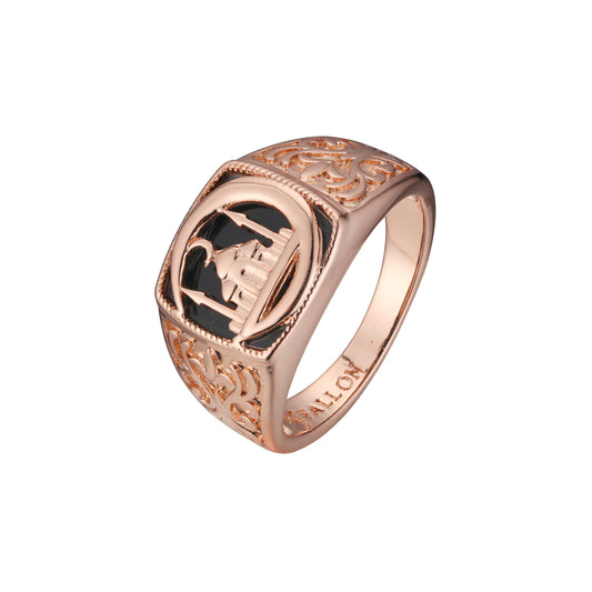 Rose Gold crescent and islamic temple men's rings