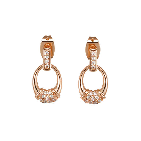 Drop lock stud earrings in 14K Gold, Rose Gold plating colors