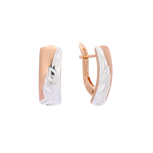 Leaves hammered simplicity Rose Gold, 14K Gold two tone earrings