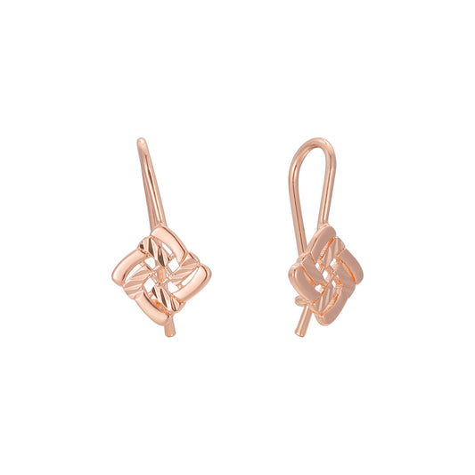 Rhombus wire hook child earrings in 14K Gold, Rose Gold, two tone plating colors