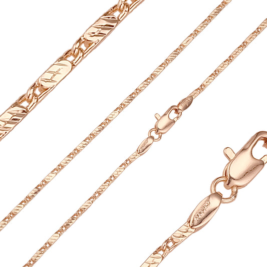 Snail link cross hammered Rose Gold chains