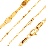 Slim snail link polished chains plated in 14K Gold, Rose Gold