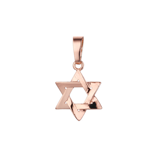 Star of David hexagram pendant in Rose Gold, 14K Gold plating colors