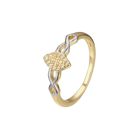 Marquise Infinity band paving stones rings in 14K Gold, Rose Gold, two tone plating colors