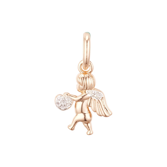 Angel with wings and heart love Rose Gold two tone pendant