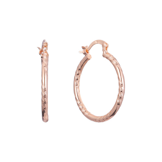 Twisted textured 14K Gold, Rose Gold hoop earrings