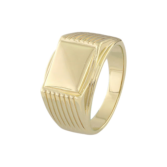 Square Plain Signet 14K Gold Men's Rings