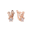 Bear child earrings in 14K Gold, Rose Gold, two tone plating colors