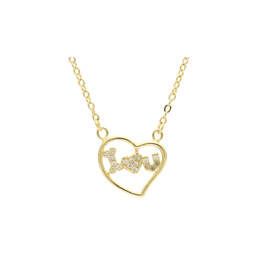 14K Gold I love you heart necklace