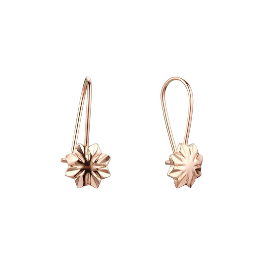 Rose Gold snowflake wire hook earrings