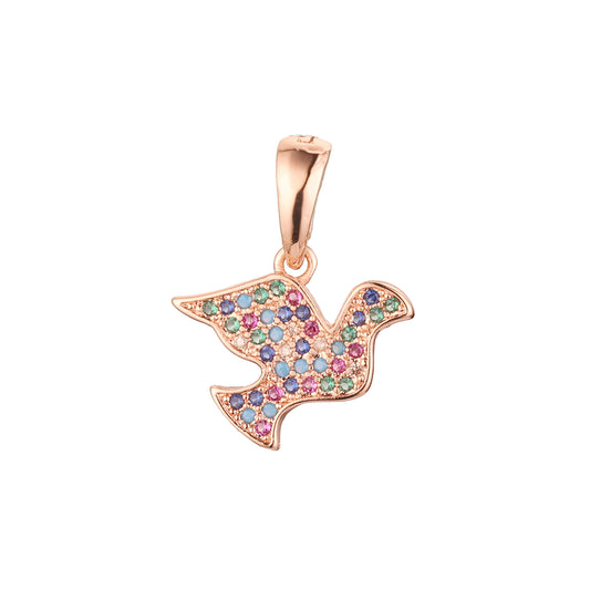 Rose Gold bird pendant with of pigeon of peace