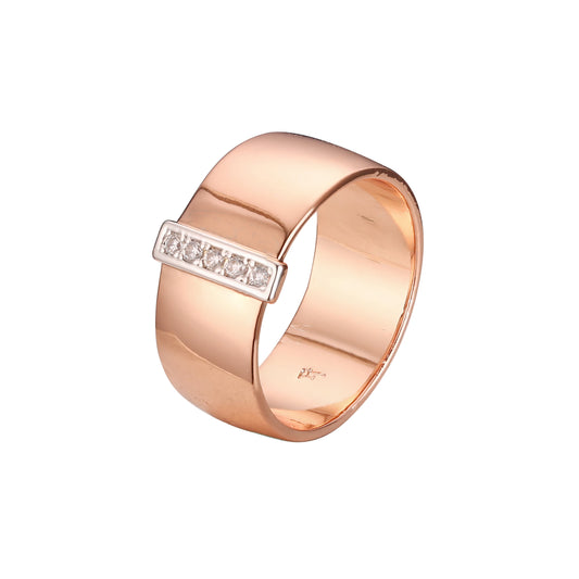 Rose Gold two tone wide five stones rings