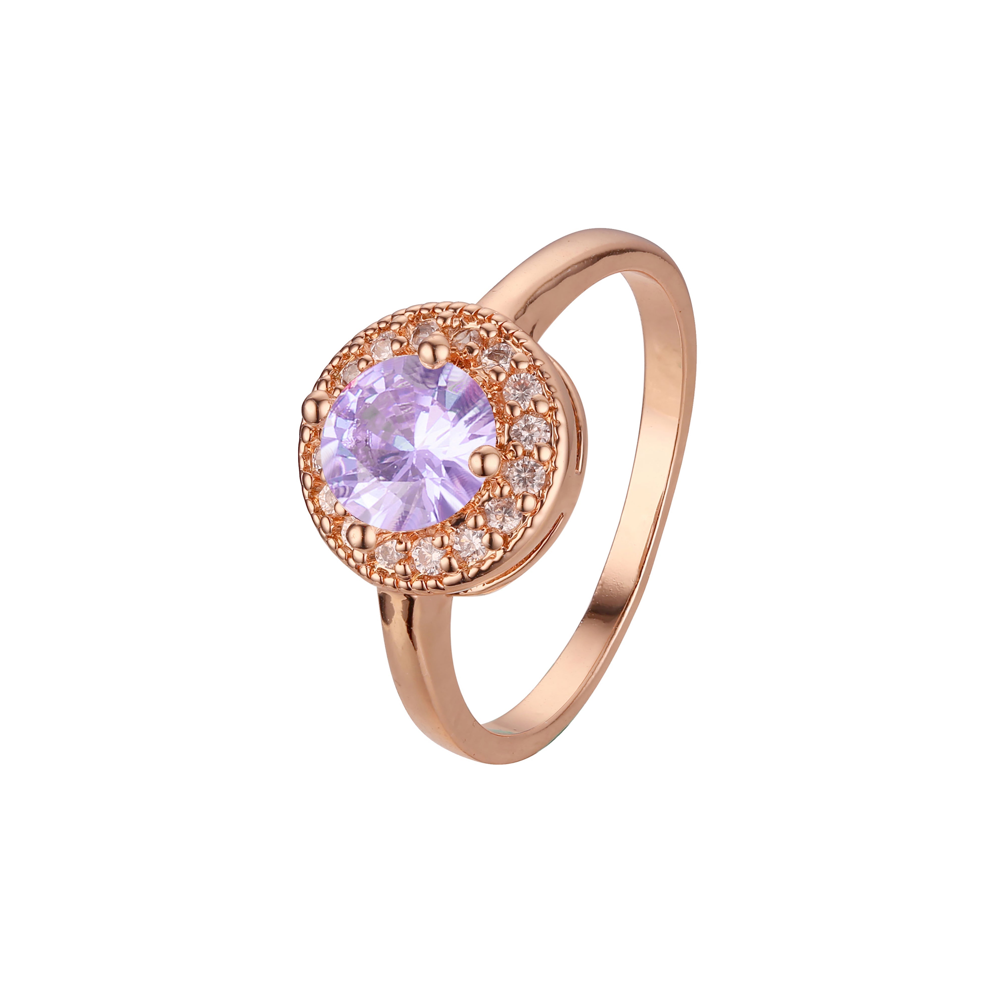 Chic colorful cubic zirconia Rose Gold halo rings