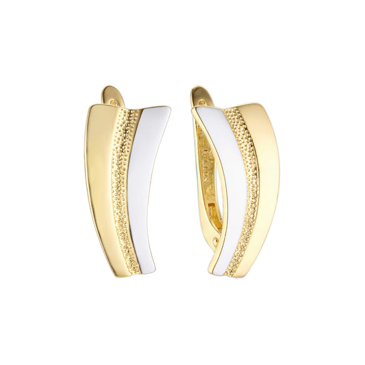 .Curved flank 14K Gold, Rose Gold, two tone Earrings
