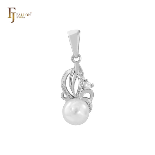 Solitaire pearl 14K Gold, Rose Gold,White Gold pendant