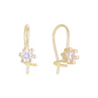 Wire Hook solitaire child earrings plated in 14K Gold, Rose Gold