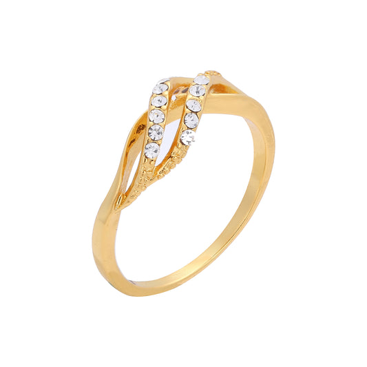 Criss-cross paved 14K Gold, Rose Gold two tone Rings