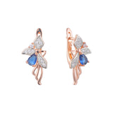 Butterfly clutser 14K Gold, Rose Gold, two tone earrings